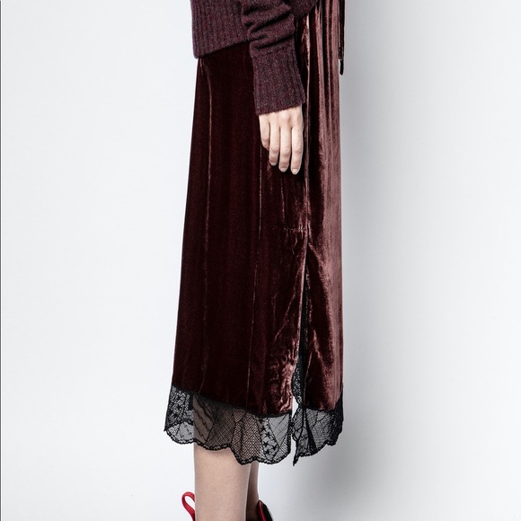 ❌SOLD❌NWT ZADIG & VOLTAIRE Silk Velvet Jillian Skirt - Picture 12 of 15